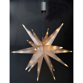 Großer 3D Weihnachtsstern weiß 56cm 72 warmweiße LEDs Batteriebetrieb