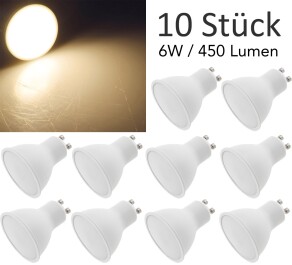 LED Strahler GU10 H50 Promo1 10er-Pack 3000k 450lm...