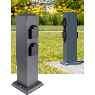 Steckdosensäule 4-fach IP44 Anthrazit 250V~/ 16A 13x13x40cm