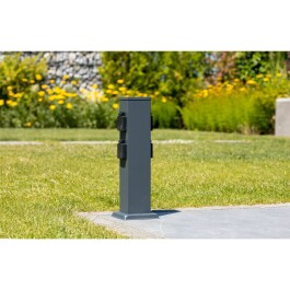 Steckdosensäule 4-fach IP44 Anthrazit 250V~/ 16A 13x13x40cm