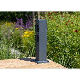 Steckdosensäule 4-fach IP44 Anthrazit 250V~/ 16A 13x13x40cm