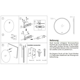 LED Spiegel Espelho R50 Ø50cm 230V 19W 1400lm 4000K Touchschalter