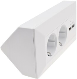 2-fach Steckdosenblock + 2x USB weiß ma 250V~/ 16A Aufbaumontage USB 3,1A