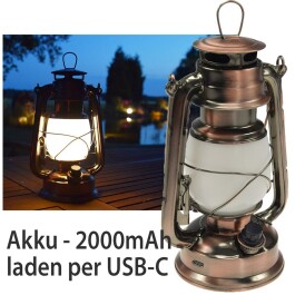 LED Akku Camping Laterne CT-Copper Pro ØxH 12x23,5cm USB-C warmweiß dimmbar