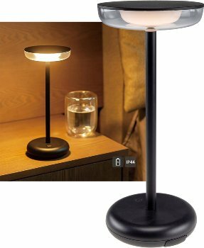 LED Akku-Tischleuchte Foco Luz 2900K IP44 dimmbar 26cm matt schwarz