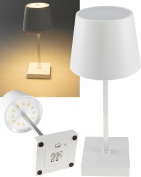 LED Tischleuchte 26cm Weiß 3xAA A Batterie dimmbar Licht warmweiß