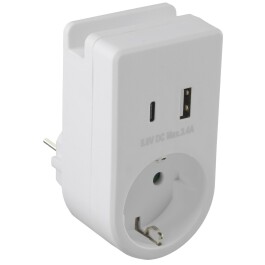 Zwischenstecker mit USB Duo-Ladegerät 230V/3680W USB-A /USB-C 5,0V/3,4A