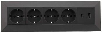 4-fach Steckdosenblock USB-A+C schwarz 250V~/ 16A...