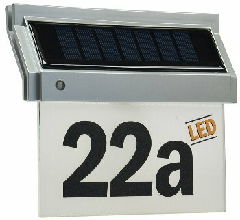 Solar Hausnummernleuchte mit LED 18x16x5cm incl. Zahlen-/Buchstabensatz