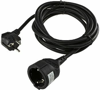 Schutzkontakt-Verlängerung 3m schwarz H05VV-F3G 1,5mm² 16A/250V