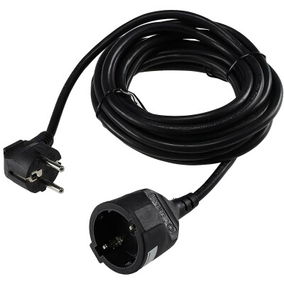 Schutzkontakt-Verlängerung 5m schwarz H05VV-F3G 1,5mm² 16A/250V