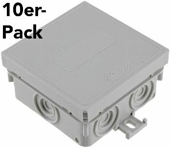 Feuchtraum-Kabelabzweigkasten 10er Pack 75x75x40mm IP54 7-fach grau