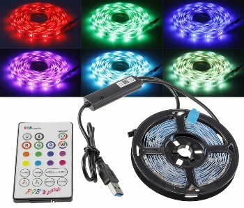 RGB LED-Stripe Set 3,5m + MiniController Farbwechsel IR-FB + App-Control IP20