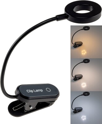 LED Akku-Leseleuchte / Klemmleuchte 18cm Schwanenhals dimmbar 25lm