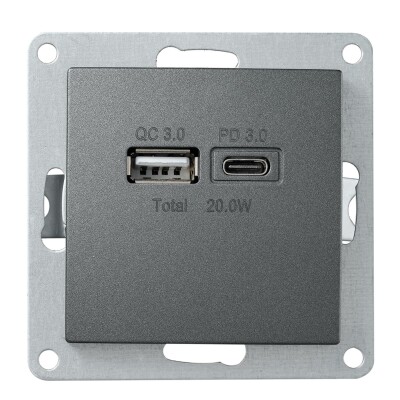 USB-Ladedose McPower Flair 2-fach 3,4A anthrazit