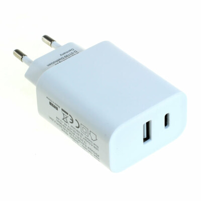 OTB Ladegerät USB Dual (USB-C + USB-A) mit USB Power Delivery USB-PD - 2-Port - 32W - weiss