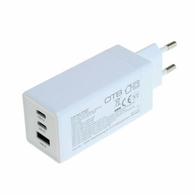 OTB Ladegerät USB GaN (2xUSB-C + 1xUSB-A) mit USB Power Delivery USB-PD - 3-Port - 65W - weiss