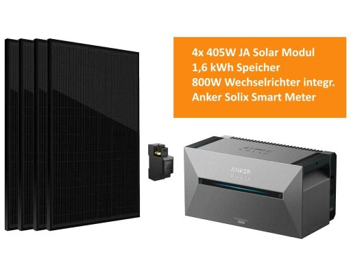 Anker SOLIX Solarbank 2 E1600 Pro + 4× 405W JA Solar PV-Modul