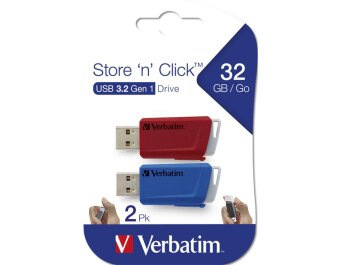 USB 3.2 Stick Verbatim Store n Click 32GB rot-blau Typ-A 2er-Pack