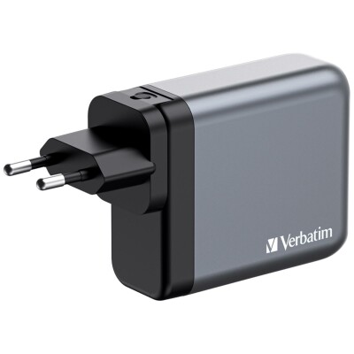 Ladeadapter Verbatim Universal,GNC-140 GaN 140W,grau,1x USB-A QC 3x USB-C PD