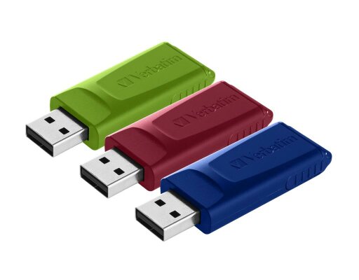 USB 2.0 Stick Verbatim 16GB Slider rot-blau-grün Multipack 3er-Pack