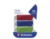 USB 2.0 Stick Verbatim 16GB Slider rot-blau-grün Multipack 3er-Pack