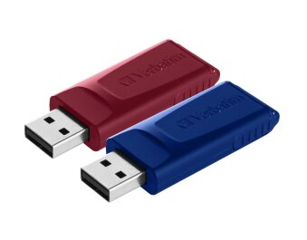 USB 2.0 Stick Verbatim 32GB Slider rot-blau Multipack...