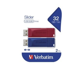 USB 2.0 Stick Verbatim 32GB Slider rot-blau Multipack 2er-Pack