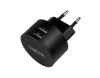 Dual-USB-Schnellade-Steckdosenadapter 2x USB-A 10,5 W rund schwarz