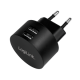 Dual-USB-Schnellade-Steckdosenadapter 2x USB-A 10,5 W rund schwarz