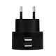 Dual-USB-Schnellade-Steckdosenadapter 2x USB-A 10,5 W rund schwarz