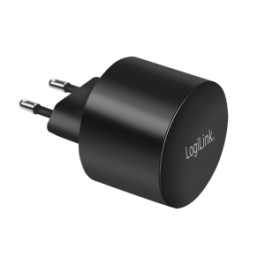 Dual-USB-Schnellladeadapter 1x USB-C (PD) 1x USB-A (QC) 20 W rund schwarz