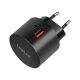 Dual-USB-Schnellladeadapter 1x USB-C (PD) 1x USB-A (QC) 20 W rund schwarz