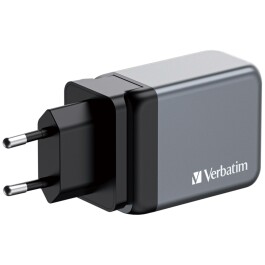 Ladeadapter Verbatim Universal GNC-65 GaN 65W,grau 1x USB-A QC 2x USB-C PD