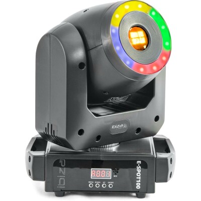 LED-Moving Head IBIZA E-SPOT100 100W mit RGB-LED-Ring