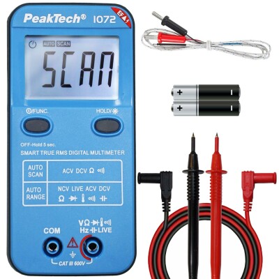 PeakTech P 1072 600V AC/DC Digitalmultimeter mit NCV und Live-Test