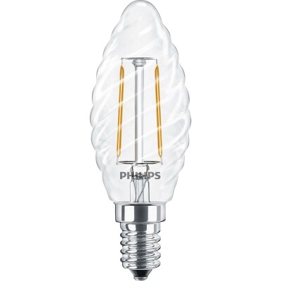 LED Filament-Kerzenlampe Philips CorePro E14 2W 250lm 230V klar gedreht